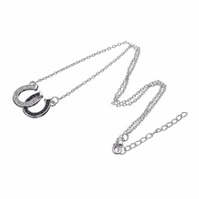Lucky Black & White Double Horseshoes Pendant Necklace