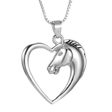 Horse in Heart Silver White Gold Plated Pendant Necklace
