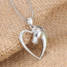 Horse in Heart Silver White Gold Plated Pendant Necklace