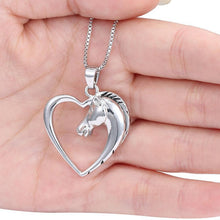 Horse in Heart Silver White Gold Plated Pendant Necklace