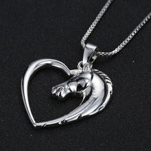 Horse in Heart Silver White Gold Plated Pendant Necklace