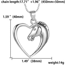 Horse in Heart Silver White Gold Plated Pendant Necklace